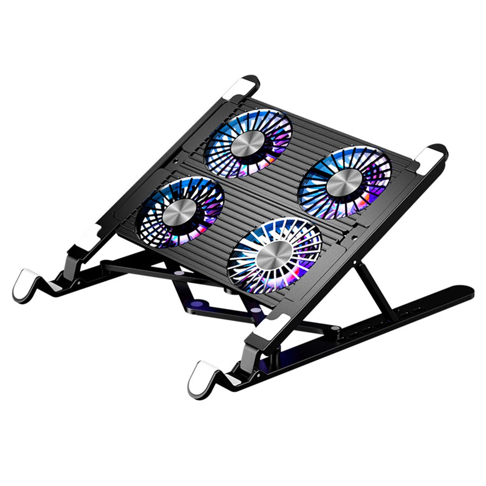 Laptop Cooling Pad with 2/4 Fans Foldable Laptop Cooling Fan RGB Silent for 11-17.3 Inch Laptops