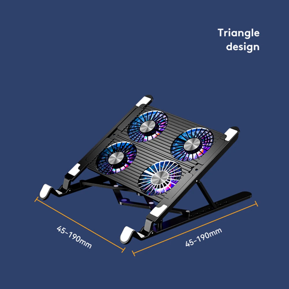 Laptop Cooling Pad with 2/4 Fans Foldable Laptop Cooling Fan RGB Silent for 11-17.3 Inch Laptops