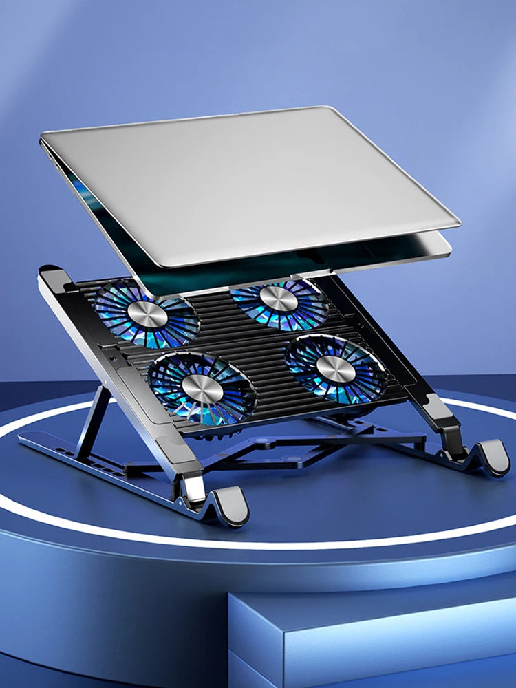 Laptop Cooling Pad with 2/4 Fans Foldable Laptop Cooling Fan RGB Silent for 11-17.3 Inch Laptops