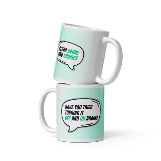 Funny Tech Support Mug “Turn It Off & On Again”  IT Pros & Gamers Gift